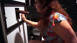 Interracial glory hole facial