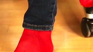 Red Stockings, Sneakers & Dangling Tease