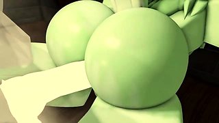 Two 3d cartoon cuties are ready for their bath
