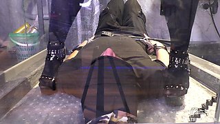Mistress Pees Into Slave's Mouth in Different Outfits and Poses