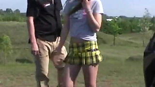 Teen babe fucked in the open field