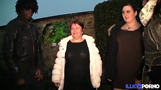 Dominique sexy french bbw and her aunt fucked by a black and a white guys