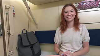 Redhead teen Mia Murkovski rides big cock in pov style