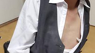 Japanese office uniform ladyboy crossdresser
