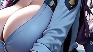 Two Cyberpunk Women Take off Clothes and Kiss, (ai Animation)