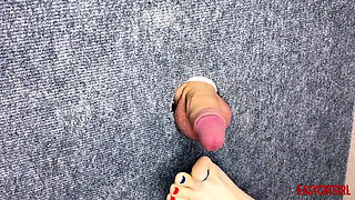 I Took a Close-up Shot of Glory Hole - Spanking My Feet on the Cock and Balls of a Slave Easycbtgirl
