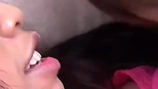 Asian Lesbians with Hairy Pussy Lick Each Other and Give Each Other Pleasant Orgasms with Their Dildos