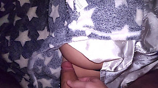 Jerking off to a hot MILF stepmom who is resting, and cumming on her tits