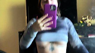 Lovely Amateur teen brunette masturbating outdoor