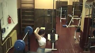 Crazy chick playing in the gym!