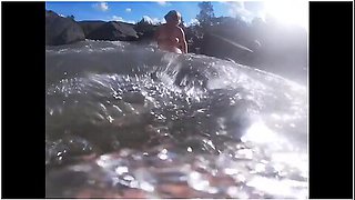 Real & Risky Nude River Swim & Handjob