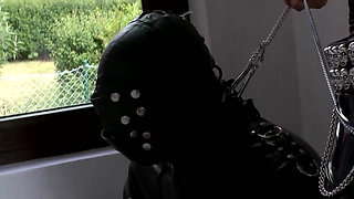 Bound Leather Slave Ass Exposed for Domination