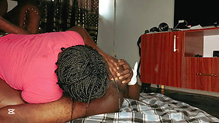 Naughty Ebony step daughter Eats daddy's Ass while mom is at work