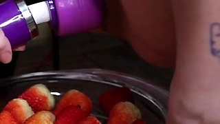 Anal play: whipped cream & strawberries