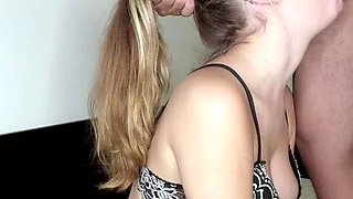 Extreme amateur pov blowjob with brunette babe