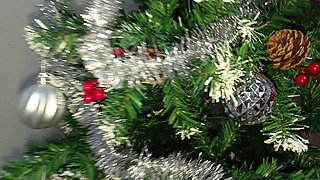 Old Man Has Sex with His Beautiful, Busty Maid in the Bathroom for Christmas