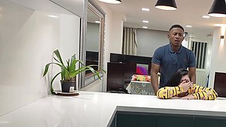 BBC Pounds BBW, While Her Hubby Cooks A Dinner For Them