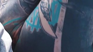 Tattoo Couple Catched While Wild Sex on a Ruine