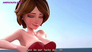 Milf Aunt Cass Riding Her Dick On The Beach - Hot Animation