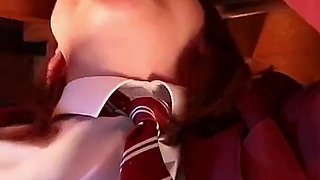 Hot British Schoolgirl Sucks Anonymous Cock at the Milking Table