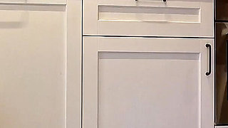 Sexy and Hot Long Legs Beauty in the Kitchen Takes off Her Underwear in a Transparent Lingerie with Seethrough Panties