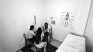 FFM Trio - Horny Old Man Has Sex in the Doctor's Office with His Busty Wife and the Curvy Doctor Joins in