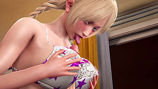 Big Tits Blonde Jessica in Black Stockings 3D Hentai - Titfuck with Tongue Licking in Bra, Sloppy Blowjob POV & Irrumatio