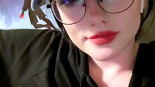 Busty curly brunette with big boobs fucks on couch