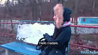 Brunette babe agrees to fuck with a stranger in his car POV