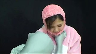 Two asian foot fetish school girl tease a cock