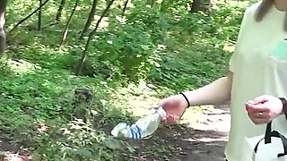 Dirty Girl Littering and Urinating in a Park