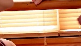 Hot trainer gets her mouth busy and filled with three huge cocks and cum