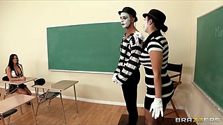 Stunning teacher sucks and fucks a guest mimic