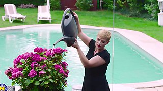 Lesbian MILF play naughty with a tall teen