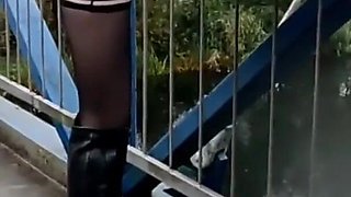 Elsarixterxxx - Hot Wife. My Walk on the Bridge, Without Panties, Tight Ass and Wet Pussy.