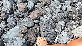 My Naked Short-haired Wife Sucks My Cock Outdoor on a Beach