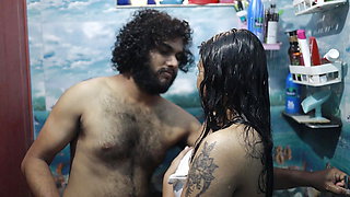 Bath with step sister and romance sex part 1,Vaishnavy and Sharun Raj bath romance with sex, Malayali couple bath romance