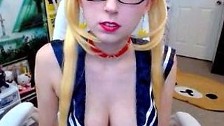 Big Boobed Blonde Masturbates With A Dildo In The Bathroom