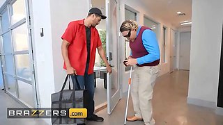Brazzers - Jennifer White plays a cucking game with her hubby where he acts sightless as she takes two Big Cocks