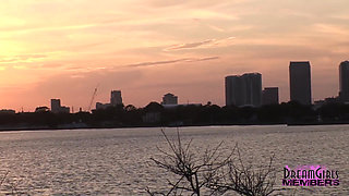 Gorgeous Babe Strips Buck Naked in a Public Park