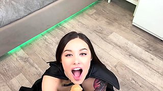 Blonde tight pussy babe solo toy fun in glamour masturbation