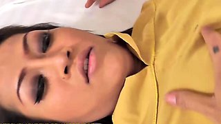 Slim ladyboy in black lingerie gets fucked in the bedroom