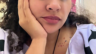 Gassy Milk-intolerant Girl on the Toilet and Farting