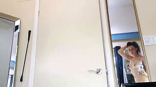 Lovely Amateur teen brunette masturbating outdoor