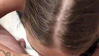 18 Year Old Slut Perfectly Sucks Cock in a Student Dorm