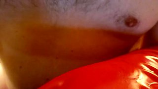 Red Household Rubber Gloves Masturbation