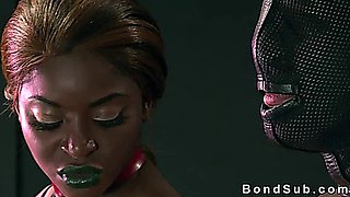 Ebony mistress fucks her slave with gimp mask