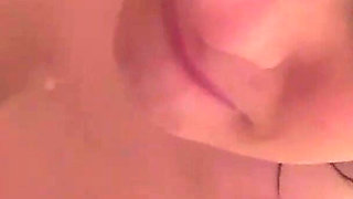 Busty Babe Slurps Fresh Semen