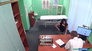 Tight babe rides her doctor's dick without knowing she is being filmed