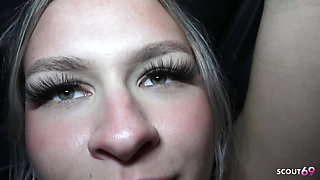 German Blonde Girl Lisa Pick up and Talk to Risky Fuck in Car at Public Place